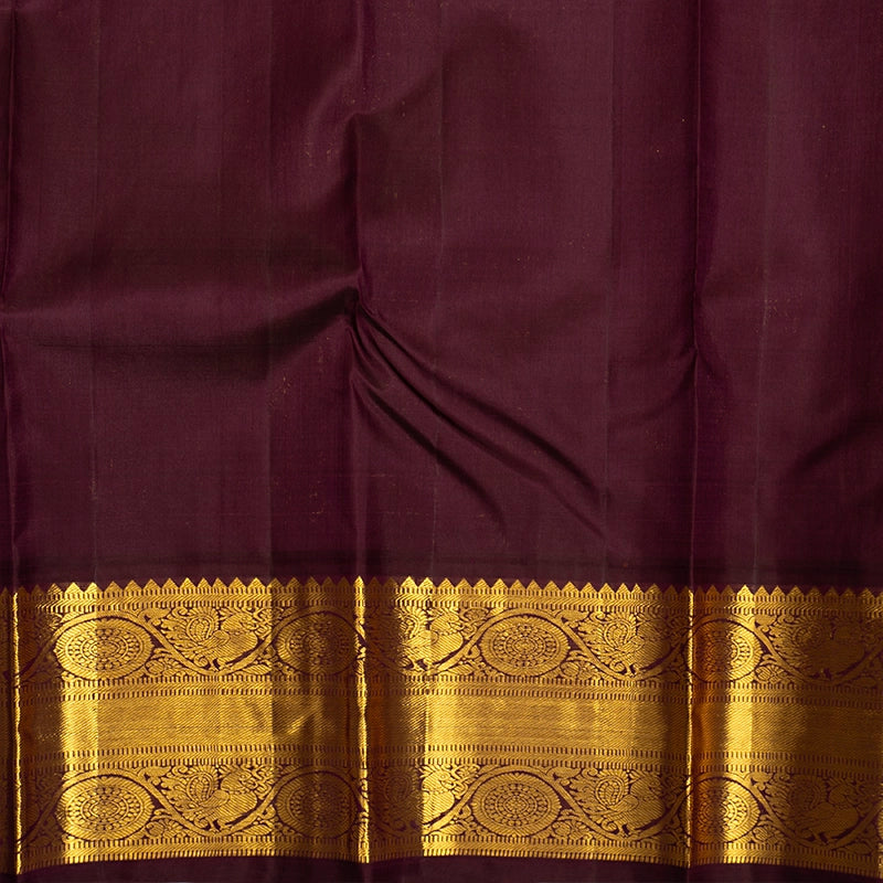 Hayagrivas Handloom Sunset Orange Kanjivaram Silk Saree with Plum Purple Border KSBE102B8-5