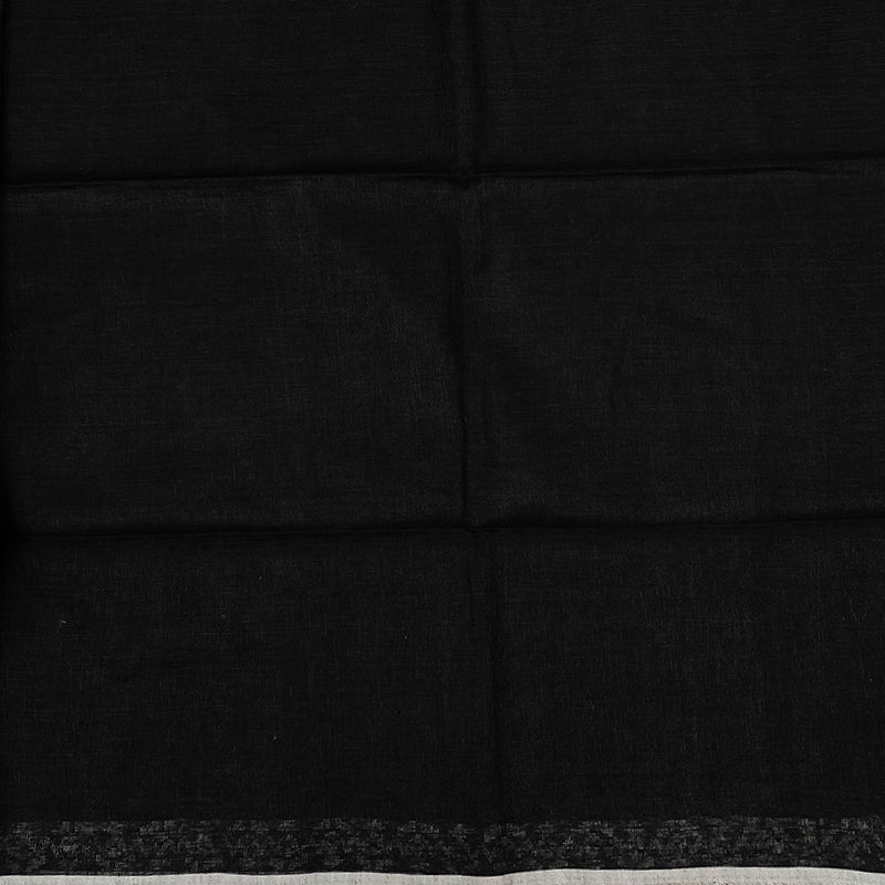 Hayagrivas Black Handloom Linen Saree KSBE147C7-3