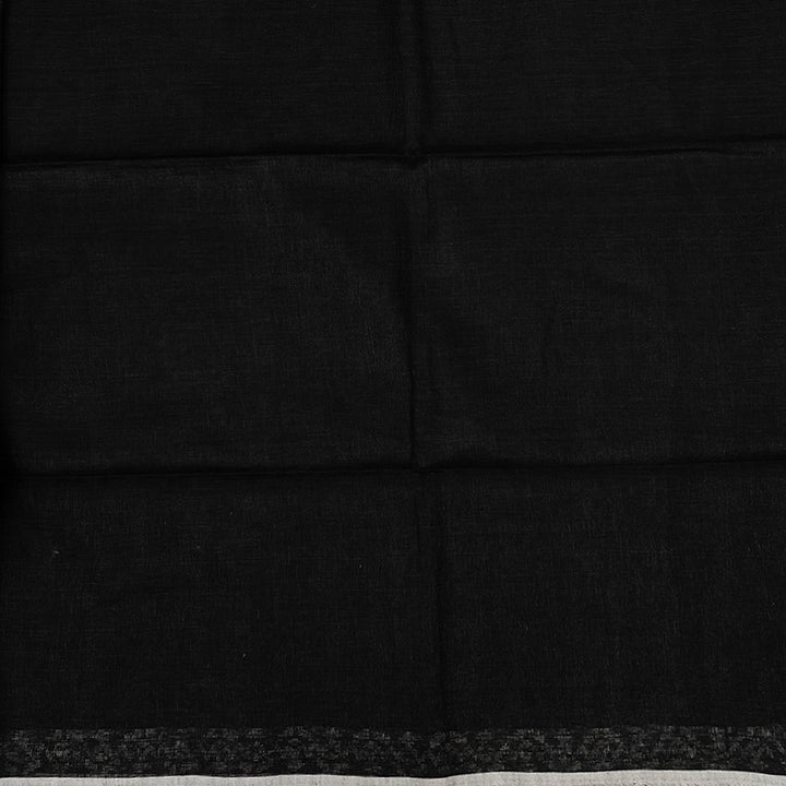Hayagrivas Black Handloom Linen Saree KSBE147C7-3