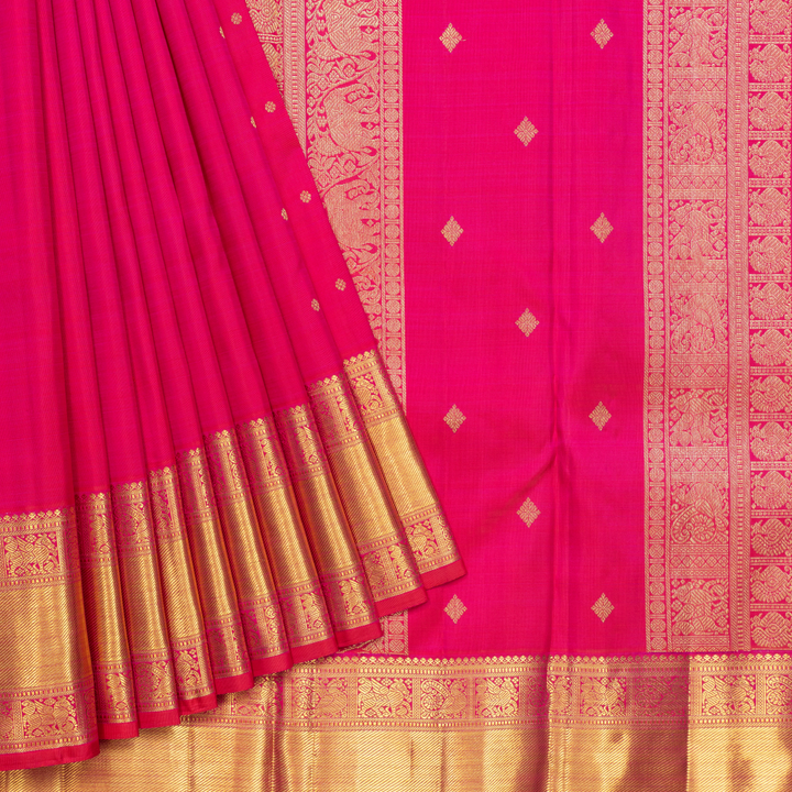 Hayagrivas Handloom Pink Kanjivaram Silk Saree KBF742H13-1
