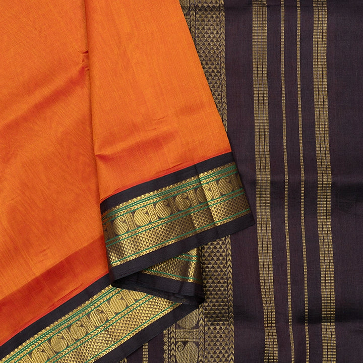 Hayagrivas Sunset Orange Pure Silk Cotton Saree SSCBF56E9-7
