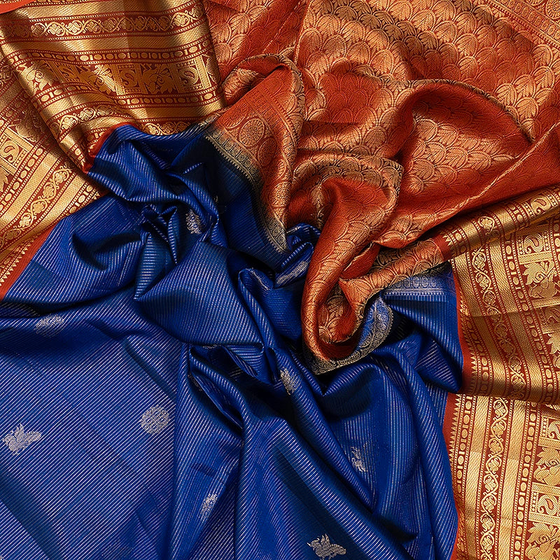 Hayagrivas Royal Blue Handloom Soft Silk Saree KBF533G2-4
