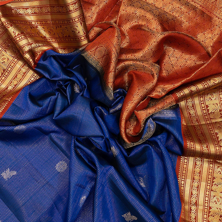 Hayagrivas Royal Blue Handloom Soft Silk Saree KBF533G2-4