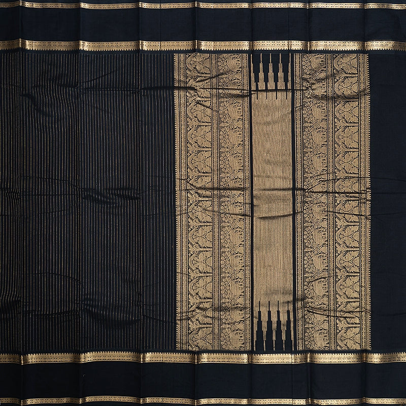 Hayagrivas Black Handloom Kanchi Cotton Saree SSCBF66E3-10
