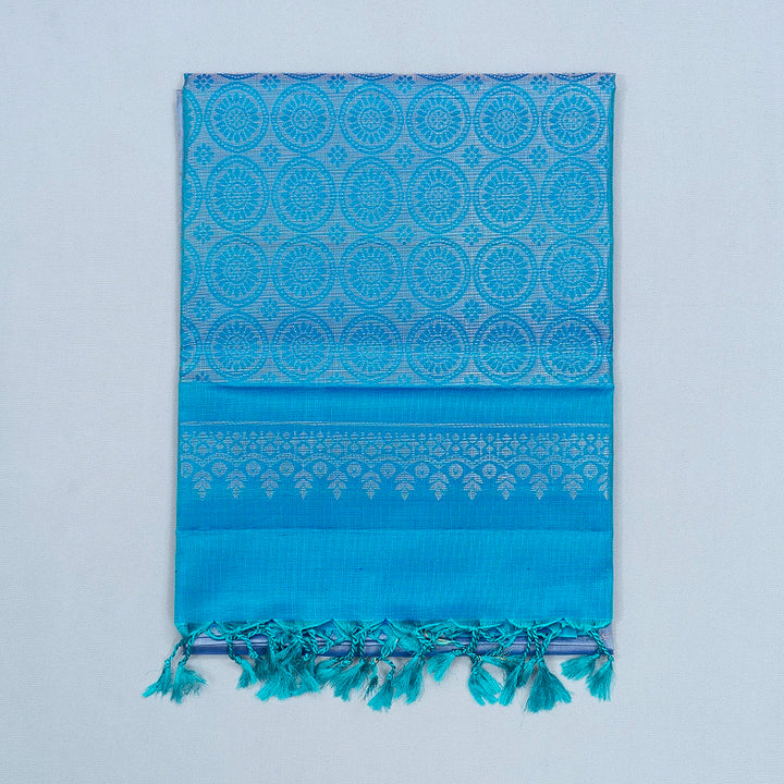 Hayagrivas Bluish Grey Handloom Soft Silk Saree KBF535G4-6