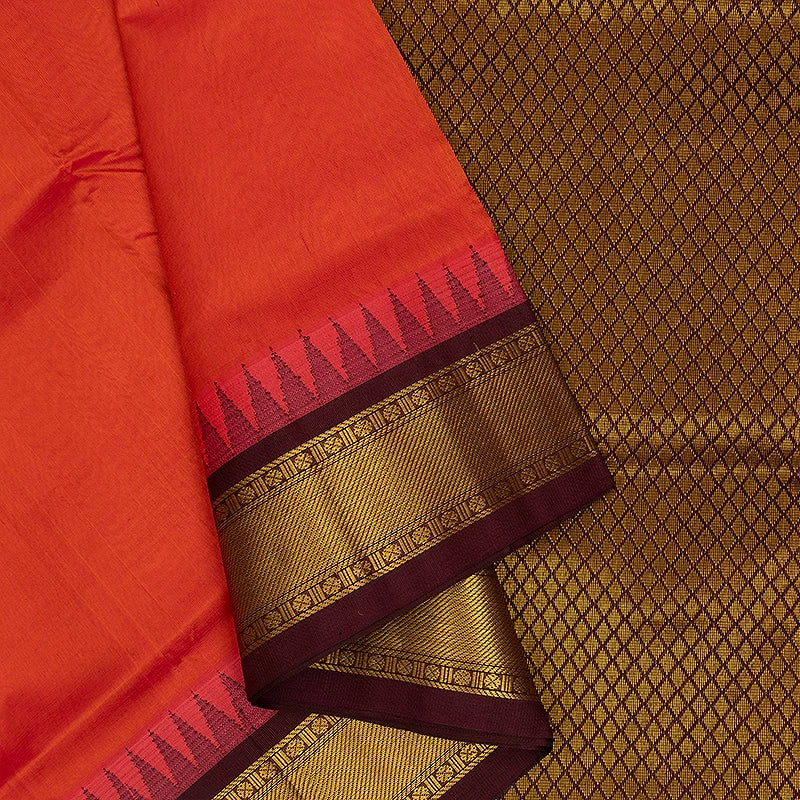 Hayagrivas Rust Pure Silk Cotton Saree SSCBF34D3-33