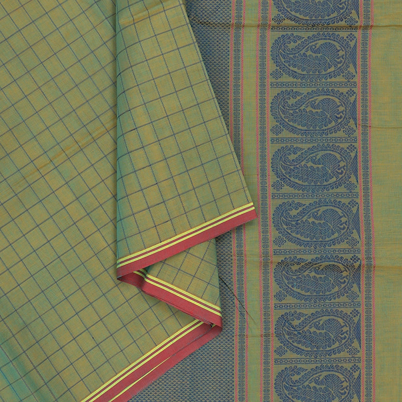 Hayagrivas Yellowish Green Handloom Kanchi Cotton Saree KSBE89A9-3