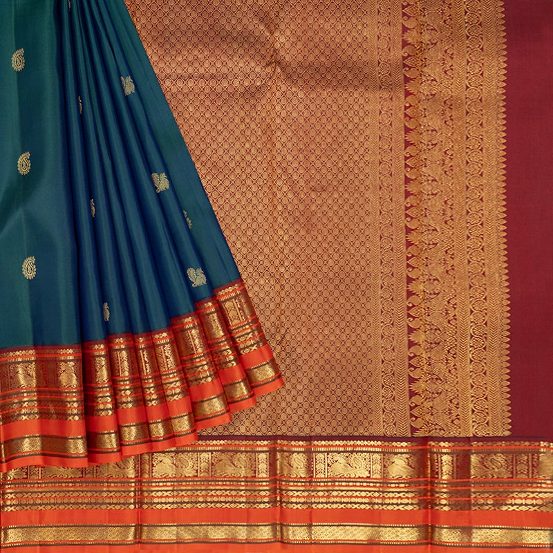 Hayagrivas Handloom Mayilkazhuthu Kanjivaram Silk Saree KBF512F4-2