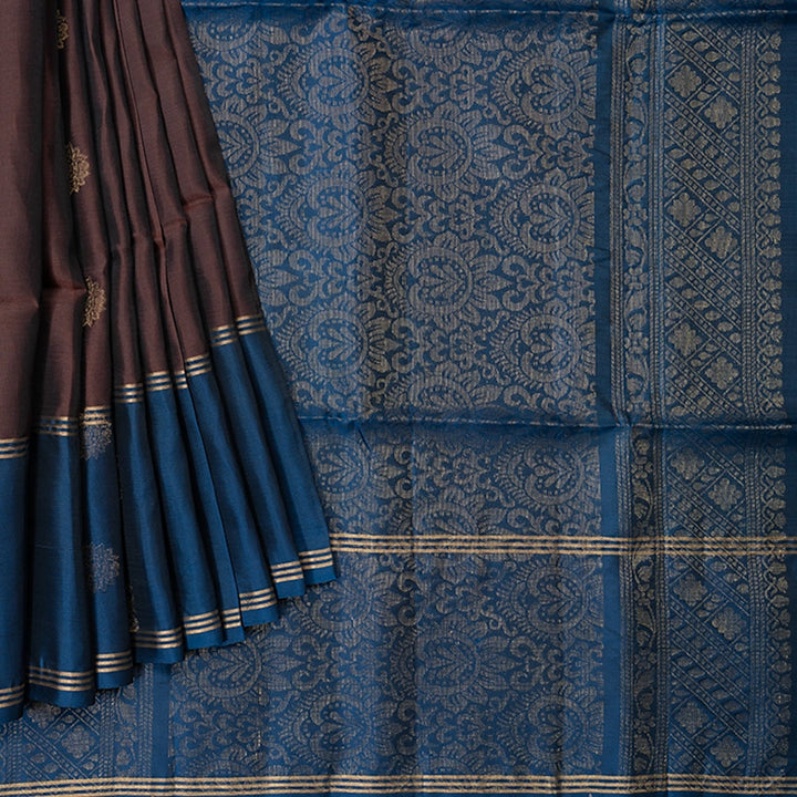 Hayagrivas Chocolate Brown Handloom Soft Silk Saree KBF232E2-1