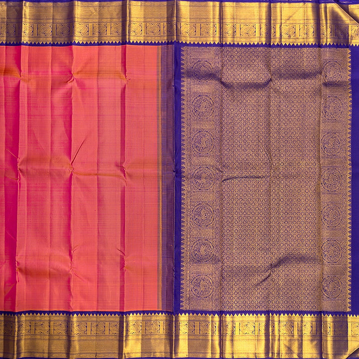 Hayagrivas Handloom Dual Tone (Pink & Orange) Kanjivaram Silk Saree KBF473F2-3