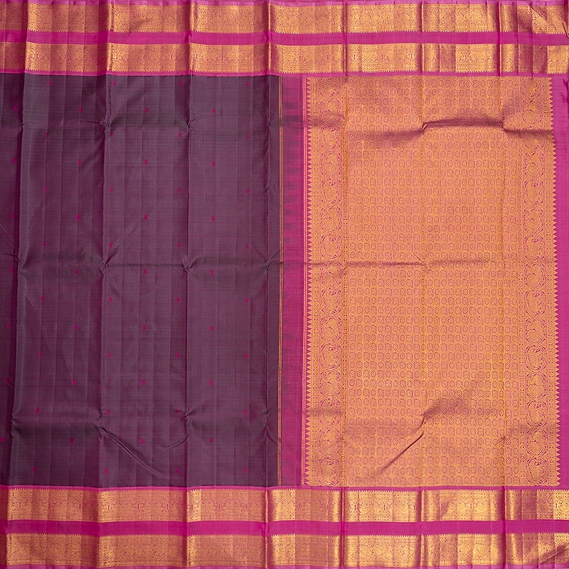 Hayagrivas Handloom Dual Tone (Purple & Grey) Kanjivaram Silk Saree KBF379F1-1