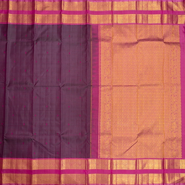 Hayagrivas Handloom Dual Tone (Purple & Grey) Kanjivaram Silk Saree KBF379F1-1