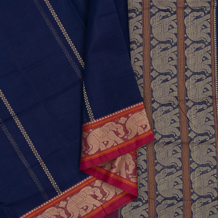 Hayagrivas Puplish-Blue Handloom Kanchi Cotton Saree KSBE90A2-3