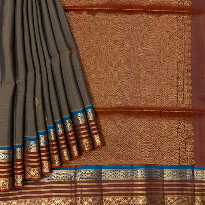 Hayagrivas Elephant Grey Handloom Soft Silk Saree KBF172E1-13