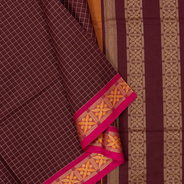 Hayagrivas Burgundy Handloom Kanchi Cotton Saree SSCBF104F2-2