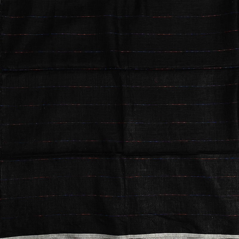 Hayagrivas Black Handloom Linen Saree KSBE147C3-4