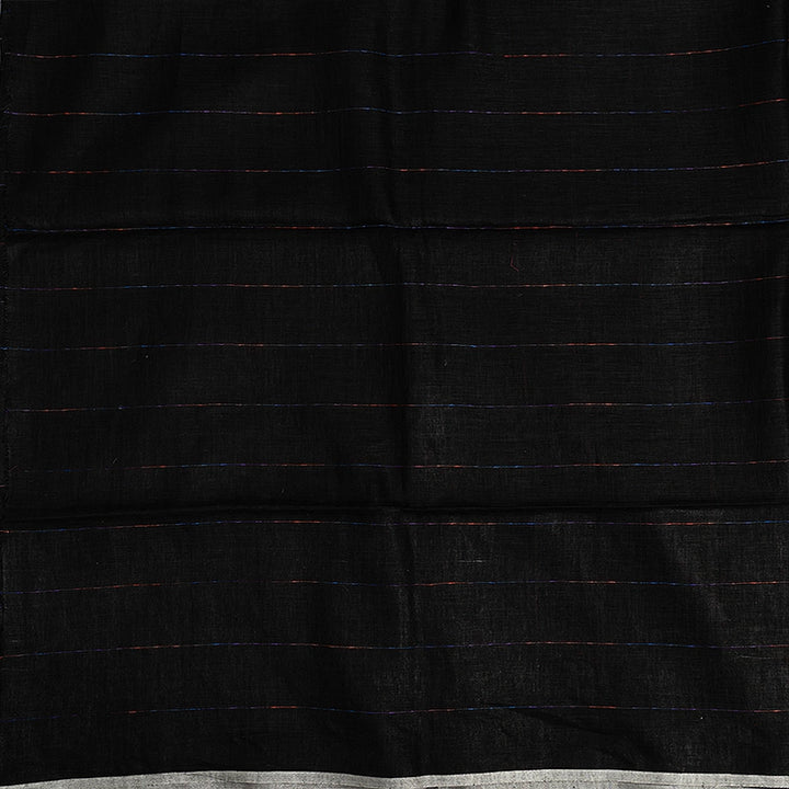 Hayagrivas Black Handloom Linen Saree KSBE147C3-4