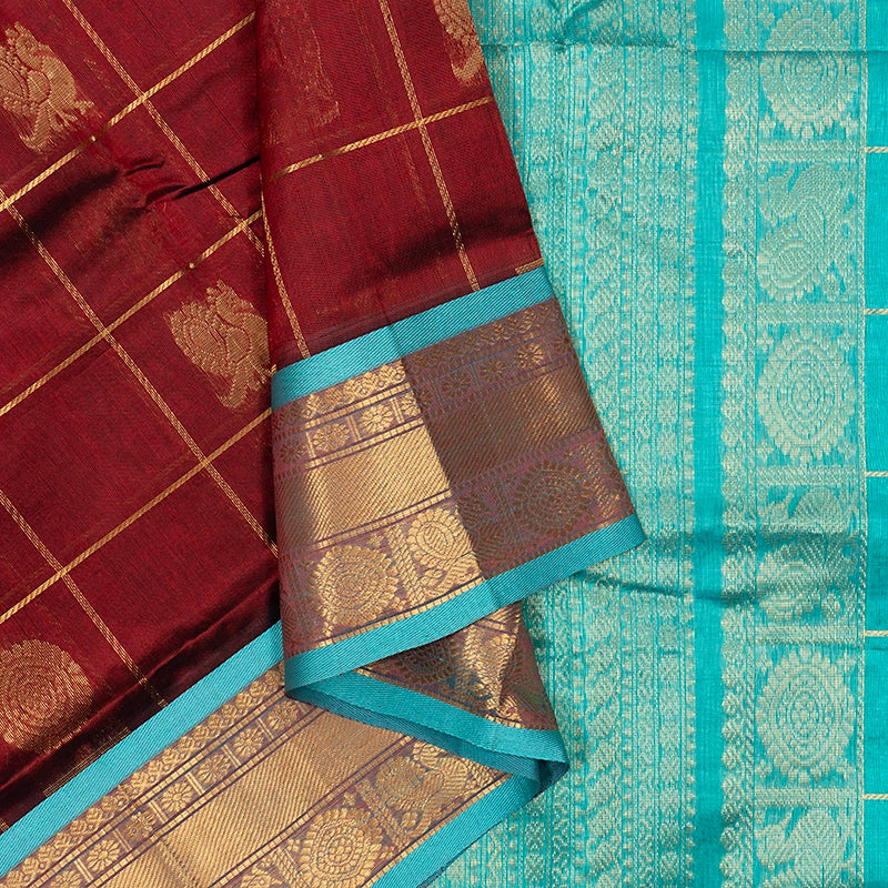 Hayagrivas Dark Maroon Pure Silk Cotton Saree SSCBF16D5-18
