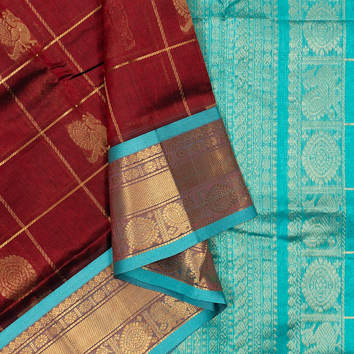Hayagrivas Dark Maroon Pure Silk Cotton Saree SSCBF16D5-18