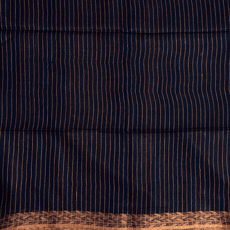 Hayagrivas Navy Blue Handloom Linen Saree KSBE147C2-4