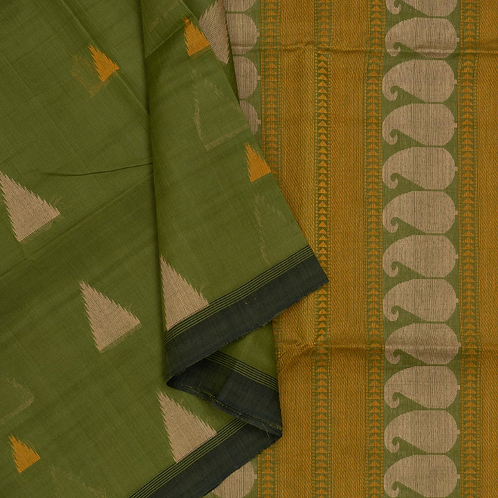 Hayagrivas Sage Green Handloom Kanchi Cotton Saree KSBE89A1-2