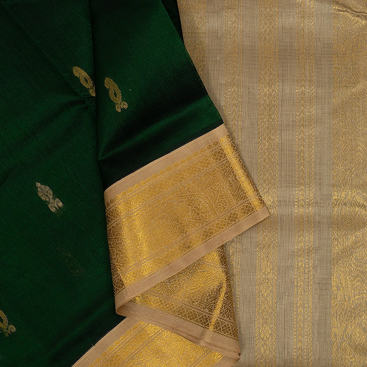Hayagrivas Bottle Green Pure Silk Cotton Saree SSCBF34D5-13