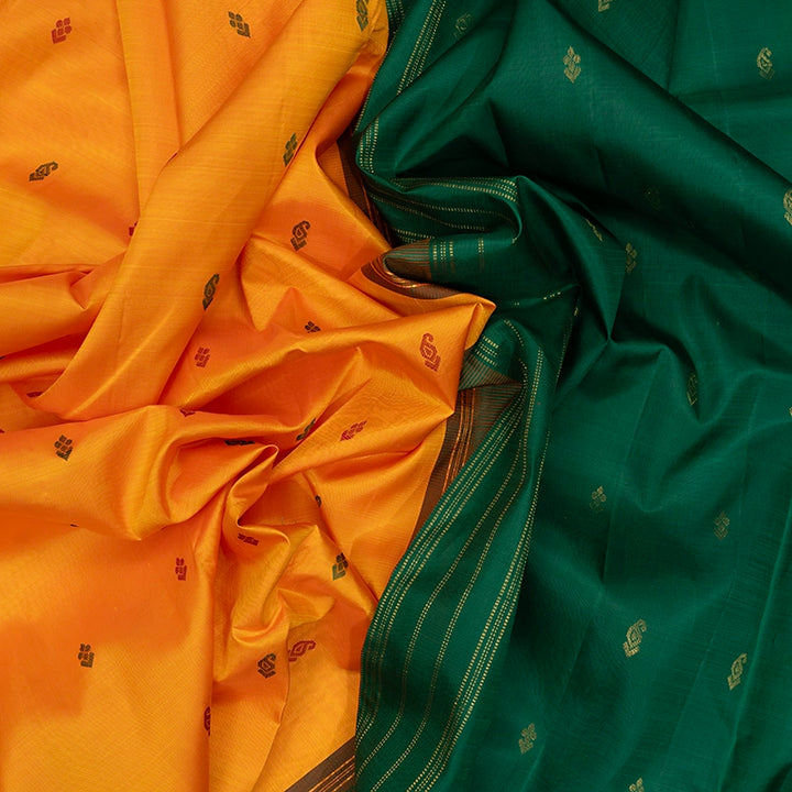 Hayagrivas Mambazham Orange Pure One-sided border Kanjivaram Silk Saree KBF284E7-2