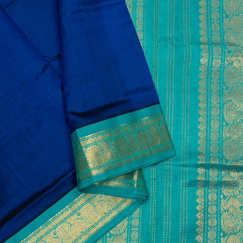 Hayagrivas Royal Blue Pure Silk Cotton Saree SSCBF56E9-26