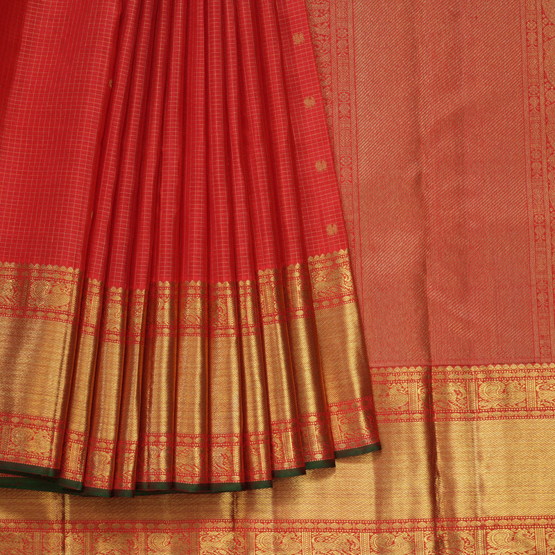 Hayagrivas Handloom Red Kanjivaram Silk Saree KBE1967L1-1