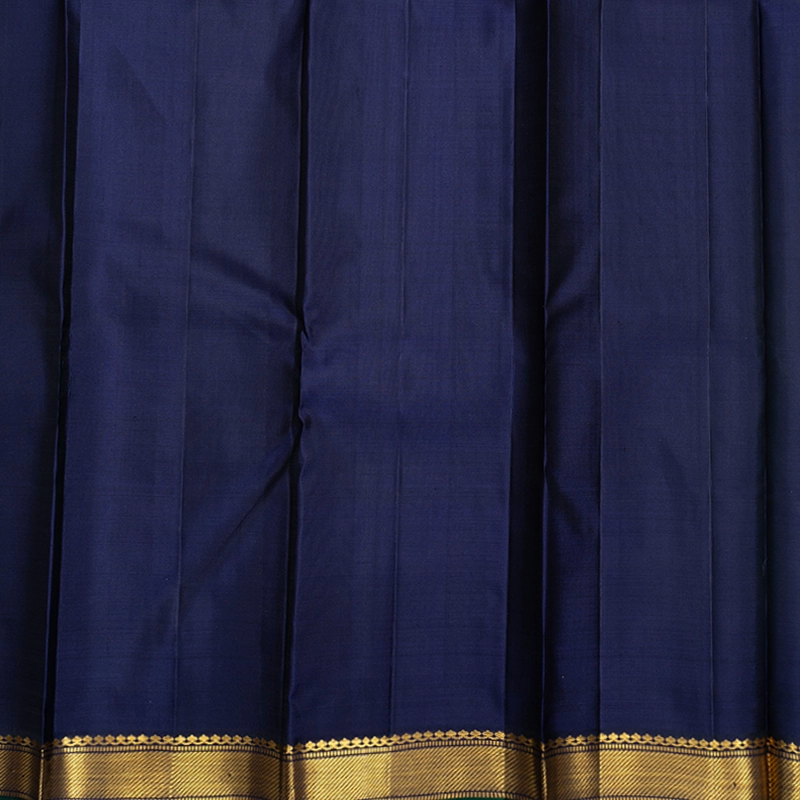 Hayagrivas Handloom Leaf Green Kanjivaram Silk Saree with Navy Blue Border KBF512F2-4