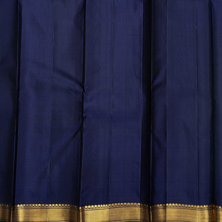 Hayagrivas Handloom Leaf Green Kanjivaram Silk Saree with Navy Blue Border KBF512F2-4
