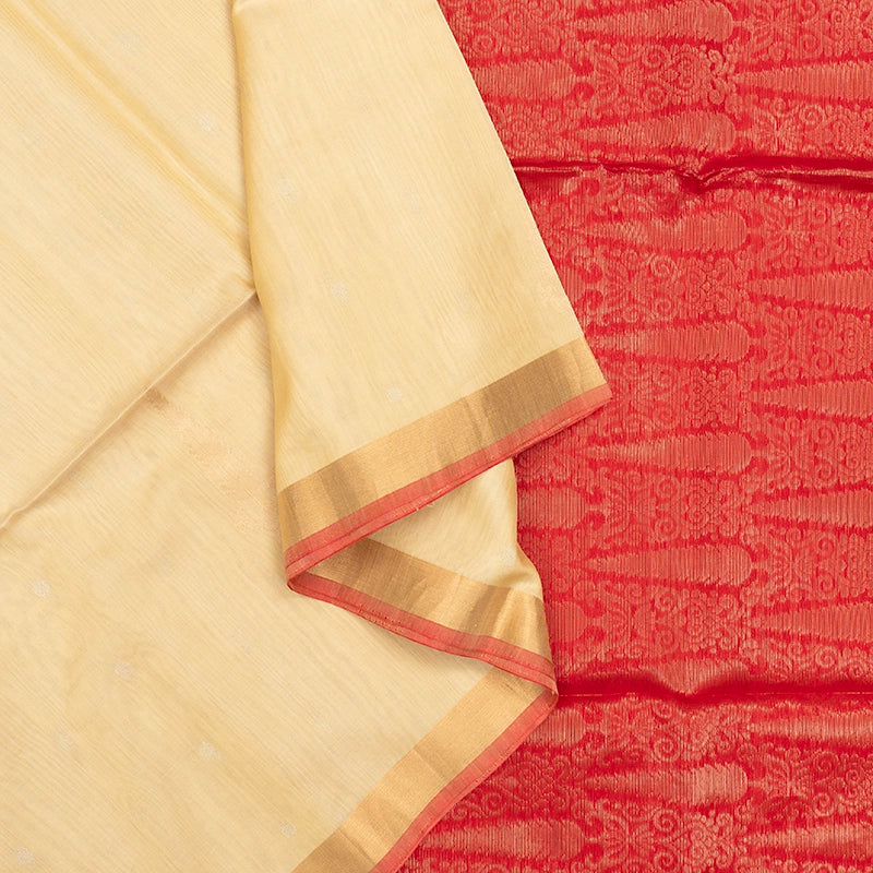 Hayagrivas Beige Kora Silk Cotton Saree KSBE27I2-12
