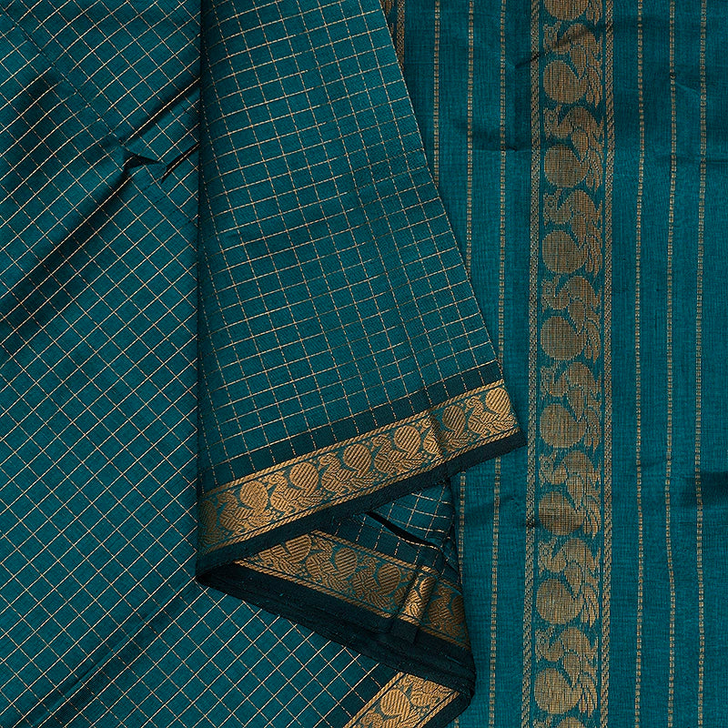 Hayagrivas Peacock Green Pure Silk Cotton Saree SSCBF53E10-2