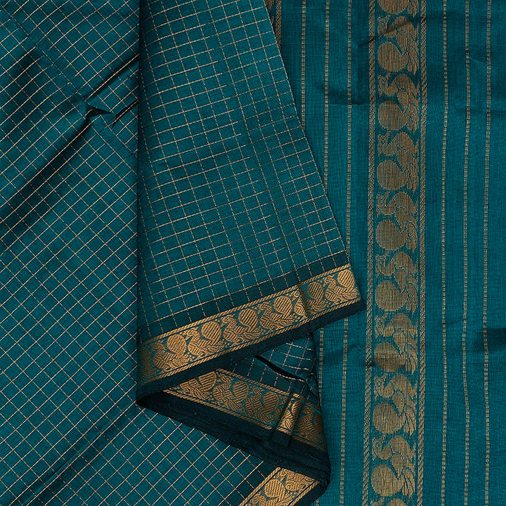 Hayagrivas Peacock Green Pure Silk Cotton Saree SSCBF53E10-2