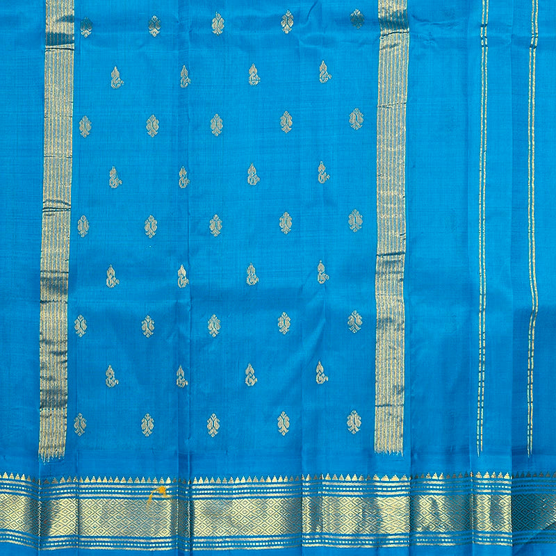 Hayagrivas Light Grey Pure One-sided Border Kanjivaram Silk Saree KBF696G1-45
