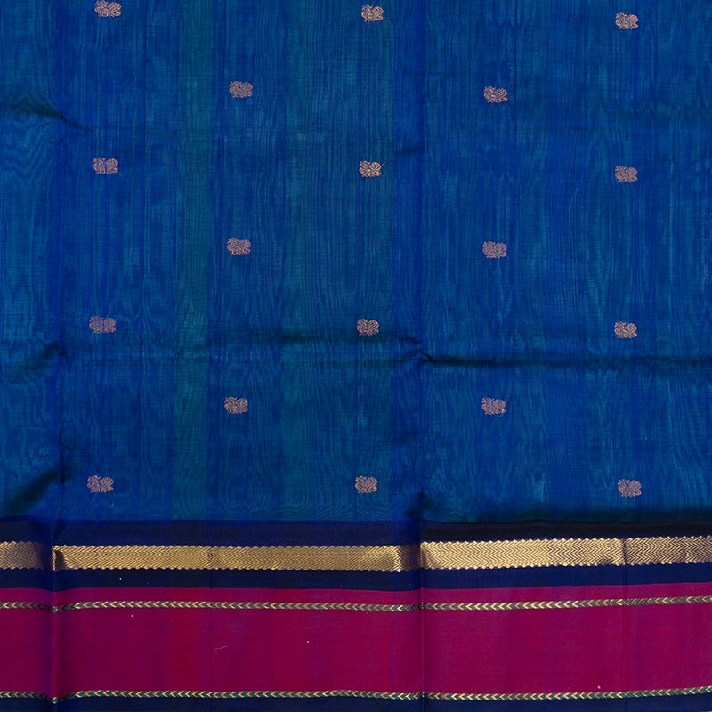 Hayagrivas Teal Blue Pure Silk Cotton Saree SSCBF56E8-3
