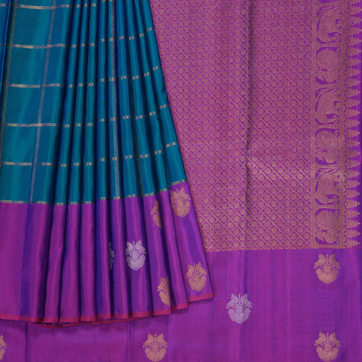 Hayagrivas Handloom Mayilkazhuthu Kanjivaram Silk Saree with Purple Border KBE2182A11-1