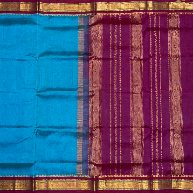 Hayagrivas Sky Blue Pure Silk Cotton Saree KBE783H1-4
