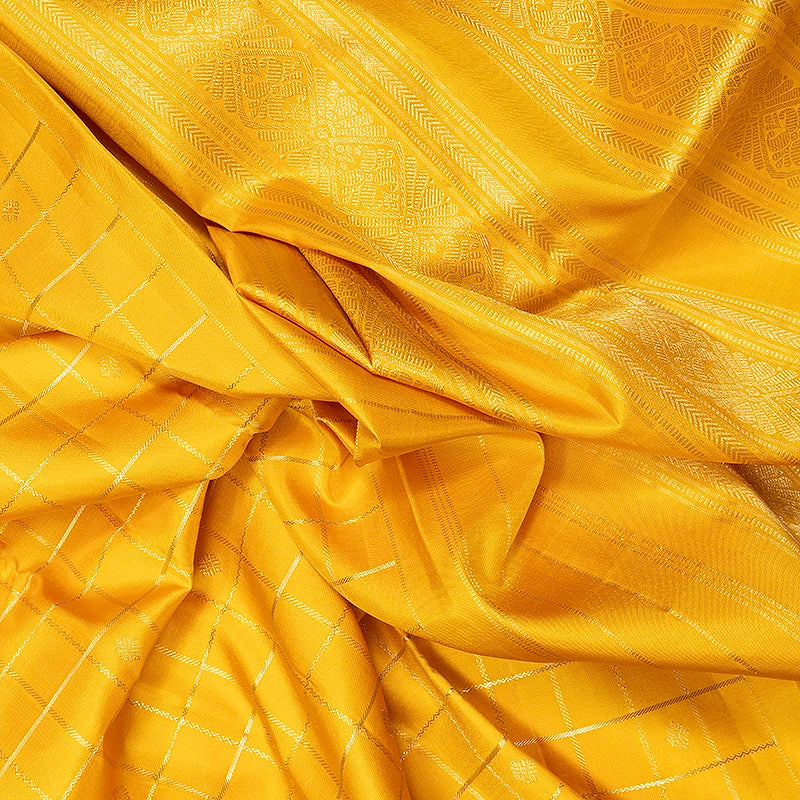 Hayagrivas Handloom Yellow Kanjivaram Silk Saree KBF436F1-1