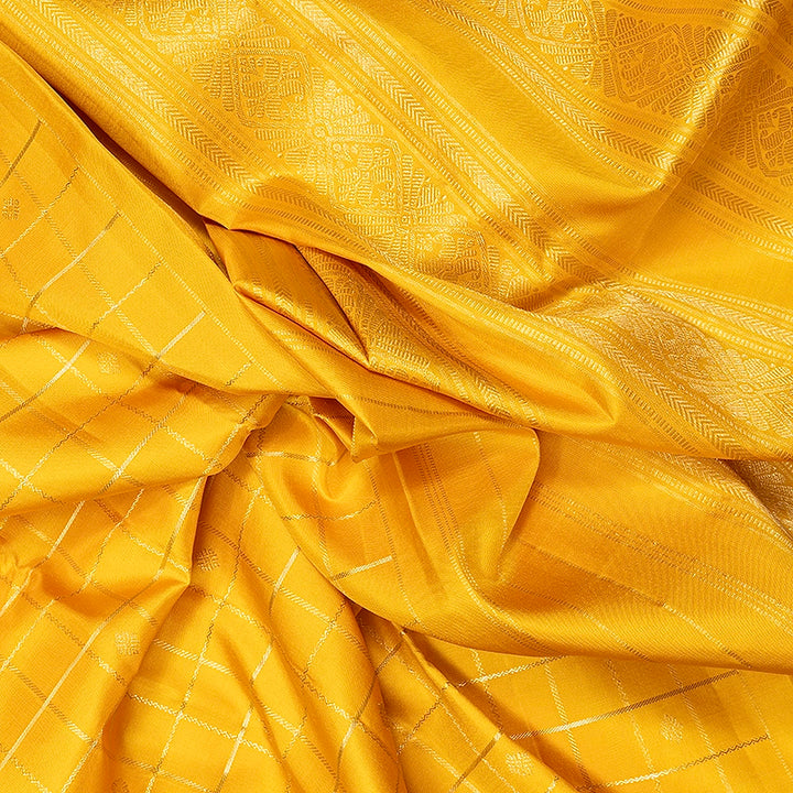 Hayagrivas Handloom Yellow Kanjivaram Silk Saree KBF436F1-1