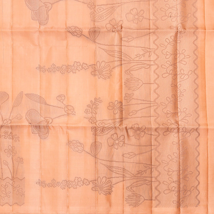 Hayagrivas Mild Peach Orange Handloom Soft Silk Saree KBF885H21-2