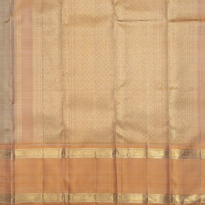 Hayagrivas Handloom Beige Kanjivaram Silk Saree with Peach Orange Border KBFL304J1-1-BF304-SBS