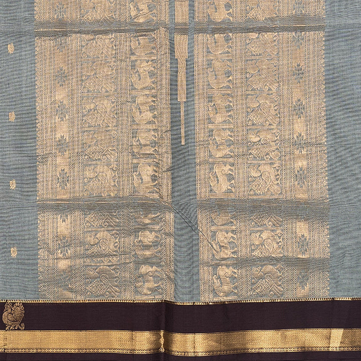 Hayagrivas Grey Handloom Kanchi Cotton Saree SSCBF132H20-4