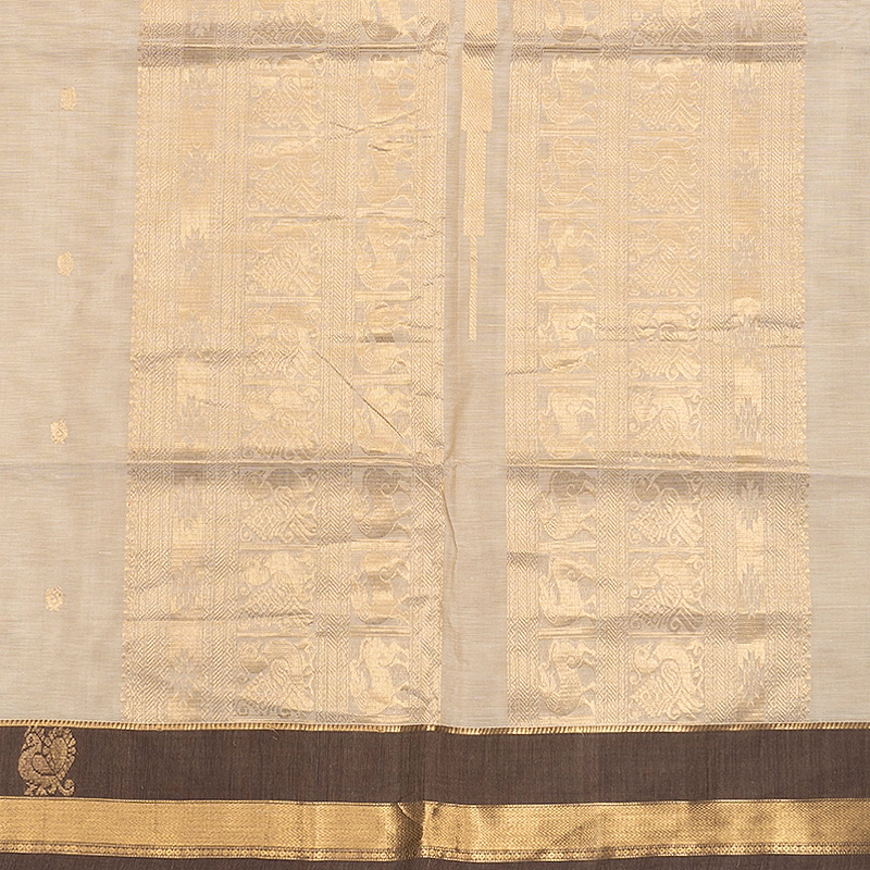 Hayagrivas Beige Handloom Kanchi Cotton Saree SSCBF132H20-5
