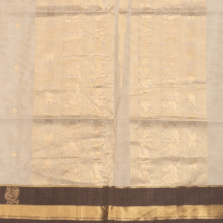 Hayagrivas Beige Handloom Kanchi Cotton Saree SSCBF132H20-5