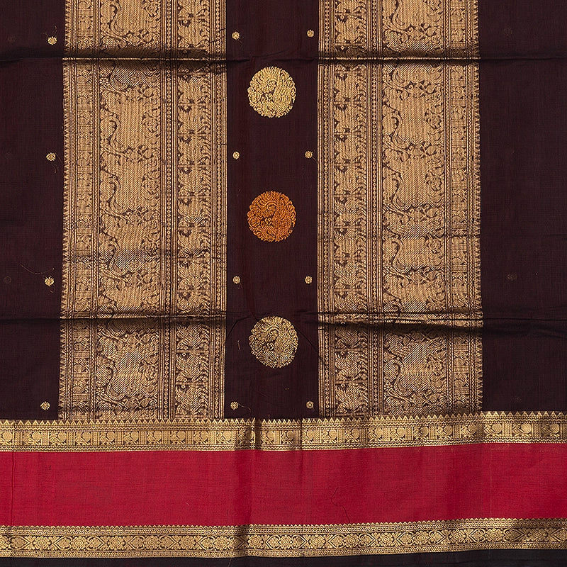 Hayagrivas Deep Snuff Handloom Kanchi Cotton Saree SSCBF132H27-1