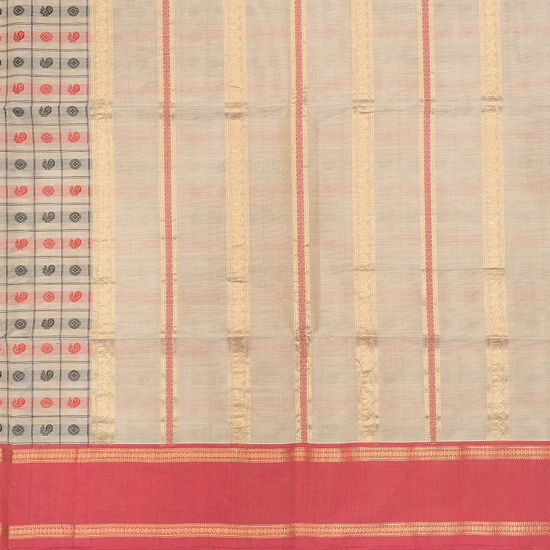 Hayagrivas Mild Beige Handloom Kanchi Cotton Saree SSCBF132H28-2