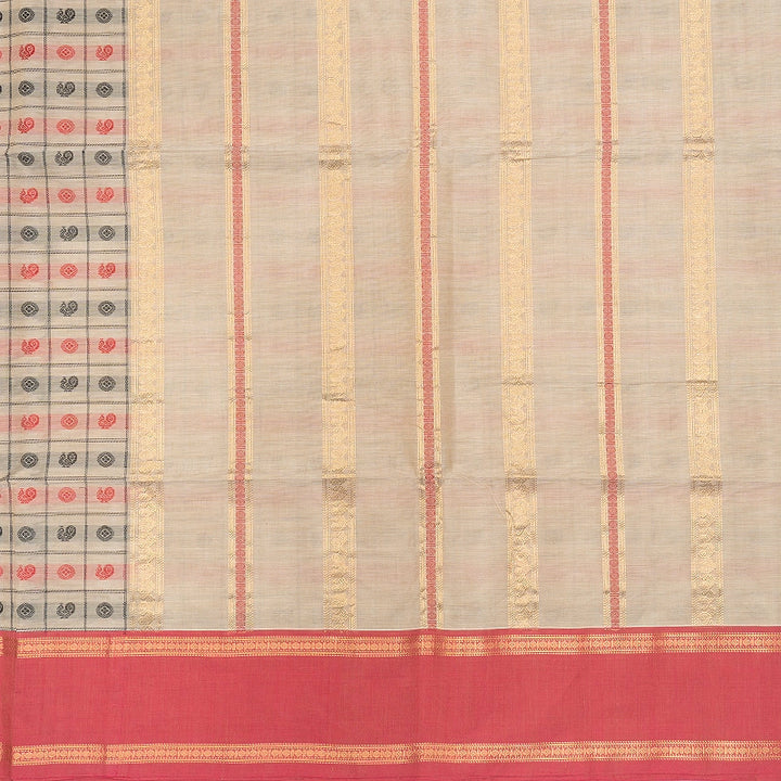 Hayagrivas Mild Beige Handloom Kanchi Cotton Saree SSCBF132H28-2