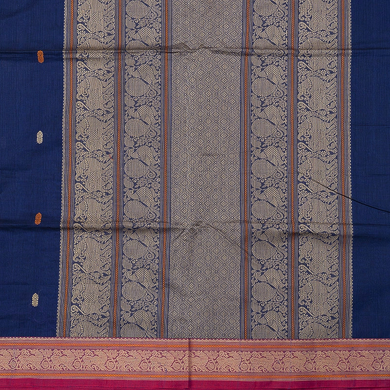 Hayagrivas Dark Blue Handloom Kanchi Cotton Saree SSCBF132H29-1