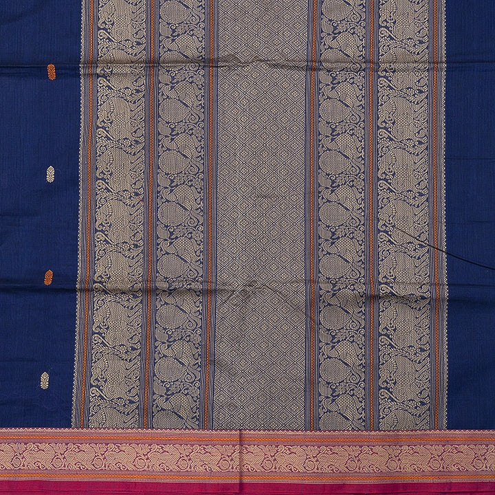 Hayagrivas Dark Blue Handloom Kanchi Cotton Saree SSCBF132H29-1